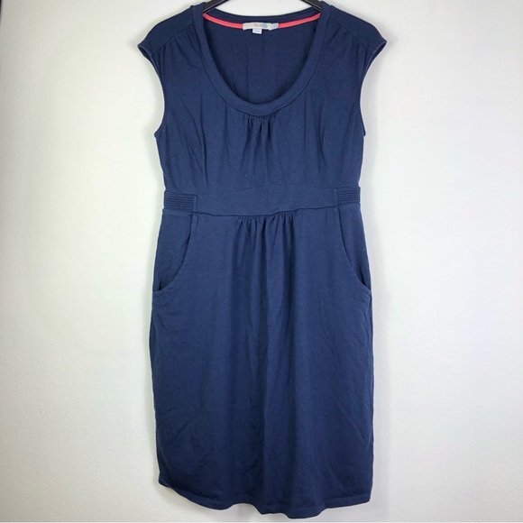 Boden Weekend Jersey Dress Size 10R Scoop Neck Cap Sleeve Jersey Modal Navy Blue - Picture 1 of 5